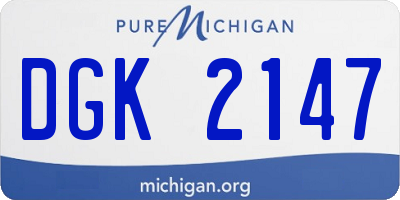 MI license plate DGK2147