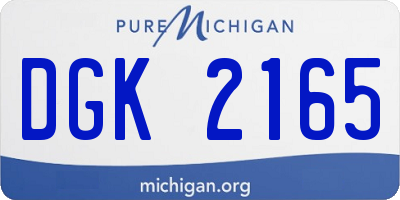 MI license plate DGK2165