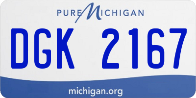 MI license plate DGK2167