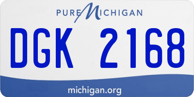 MI license plate DGK2168
