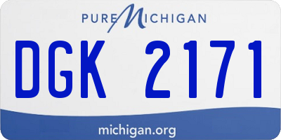 MI license plate DGK2171