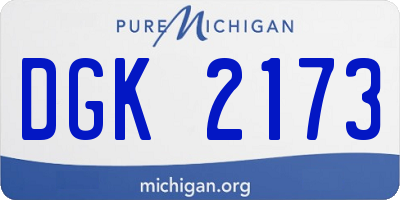 MI license plate DGK2173