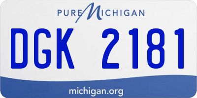 MI license plate DGK2181