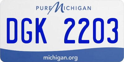 MI license plate DGK2203