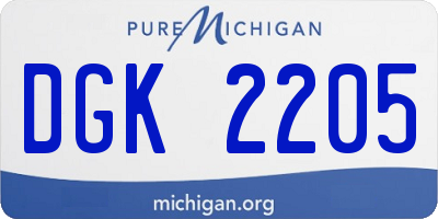 MI license plate DGK2205