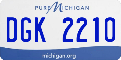 MI license plate DGK2210