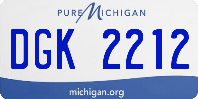 MI license plate DGK2212