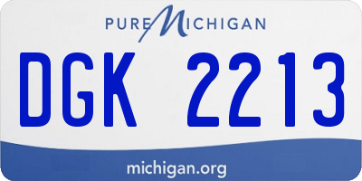 MI license plate DGK2213