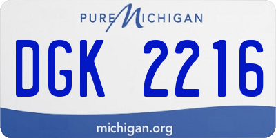 MI license plate DGK2216