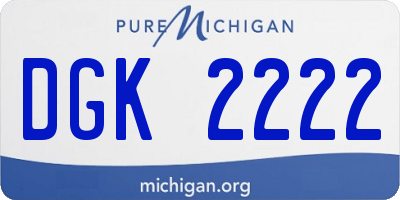 MI license plate DGK2222