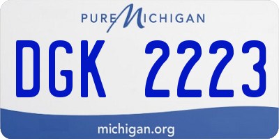 MI license plate DGK2223