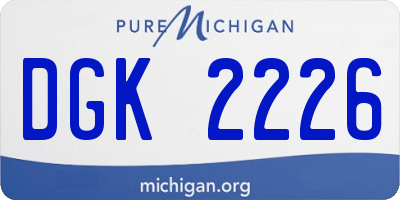 MI license plate DGK2226