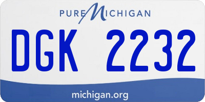 MI license plate DGK2232