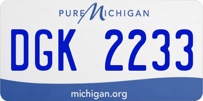 MI license plate DGK2233