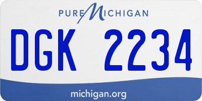 MI license plate DGK2234