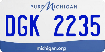 MI license plate DGK2235