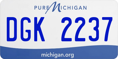 MI license plate DGK2237