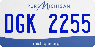 MI license plate DGK2255