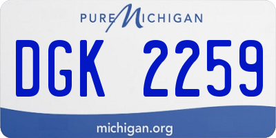 MI license plate DGK2259