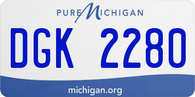 MI license plate DGK2280