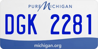 MI license plate DGK2281
