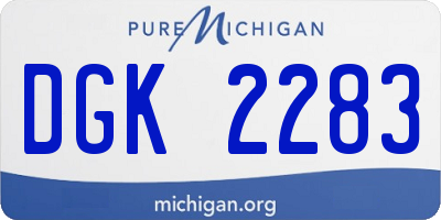MI license plate DGK2283