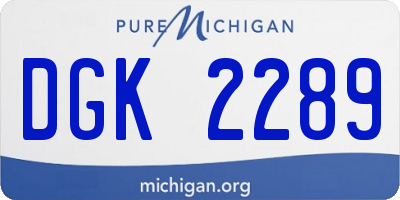 MI license plate DGK2289