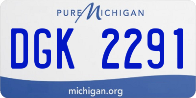 MI license plate DGK2291