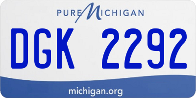 MI license plate DGK2292