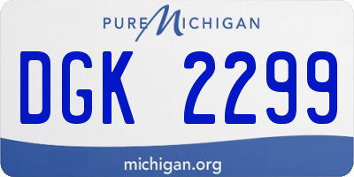 MI license plate DGK2299