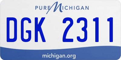MI license plate DGK2311