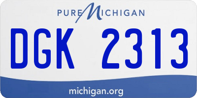 MI license plate DGK2313