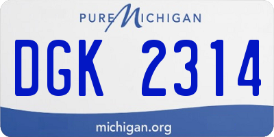 MI license plate DGK2314