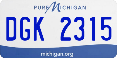 MI license plate DGK2315