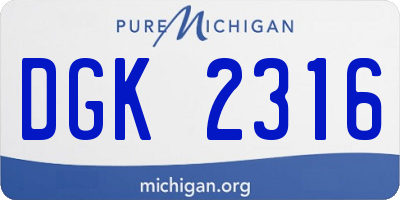 MI license plate DGK2316