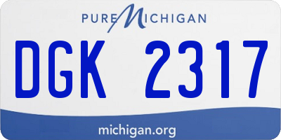 MI license plate DGK2317