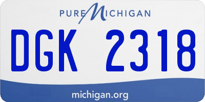 MI license plate DGK2318