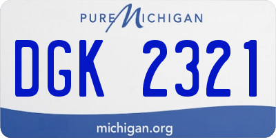 MI license plate DGK2321