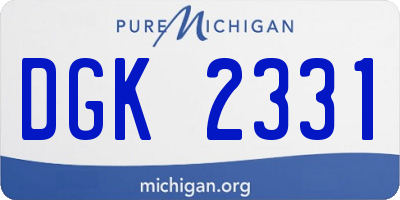 MI license plate DGK2331