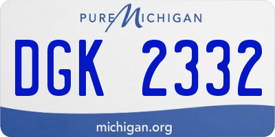 MI license plate DGK2332