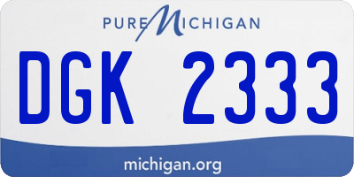 MI license plate DGK2333