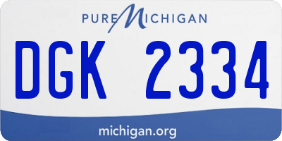 MI license plate DGK2334