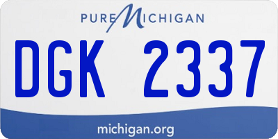 MI license plate DGK2337
