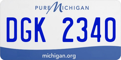 MI license plate DGK2340