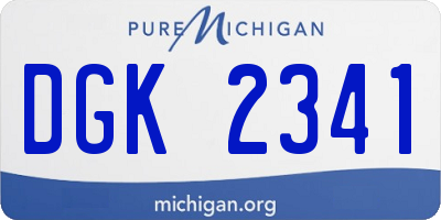 MI license plate DGK2341