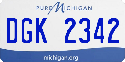 MI license plate DGK2342