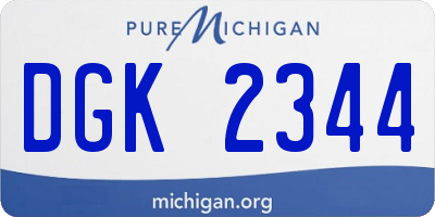 MI license plate DGK2344