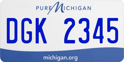 MI license plate DGK2345
