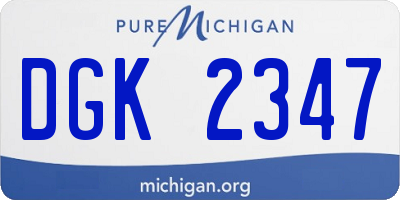 MI license plate DGK2347