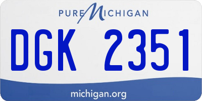MI license plate DGK2351